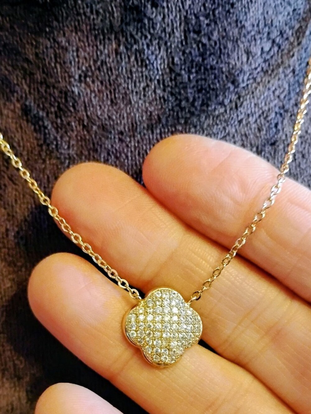 OSNT Tory BURCH CRYSTAL Gold Clover Pendant Necklace - Women Jewelry